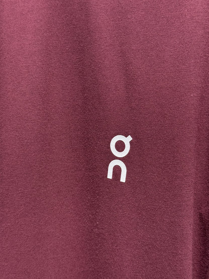 On Burgundy Relaxed-fit Tshirt For Men