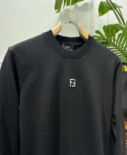 FF metal logo black sweatshirt for men