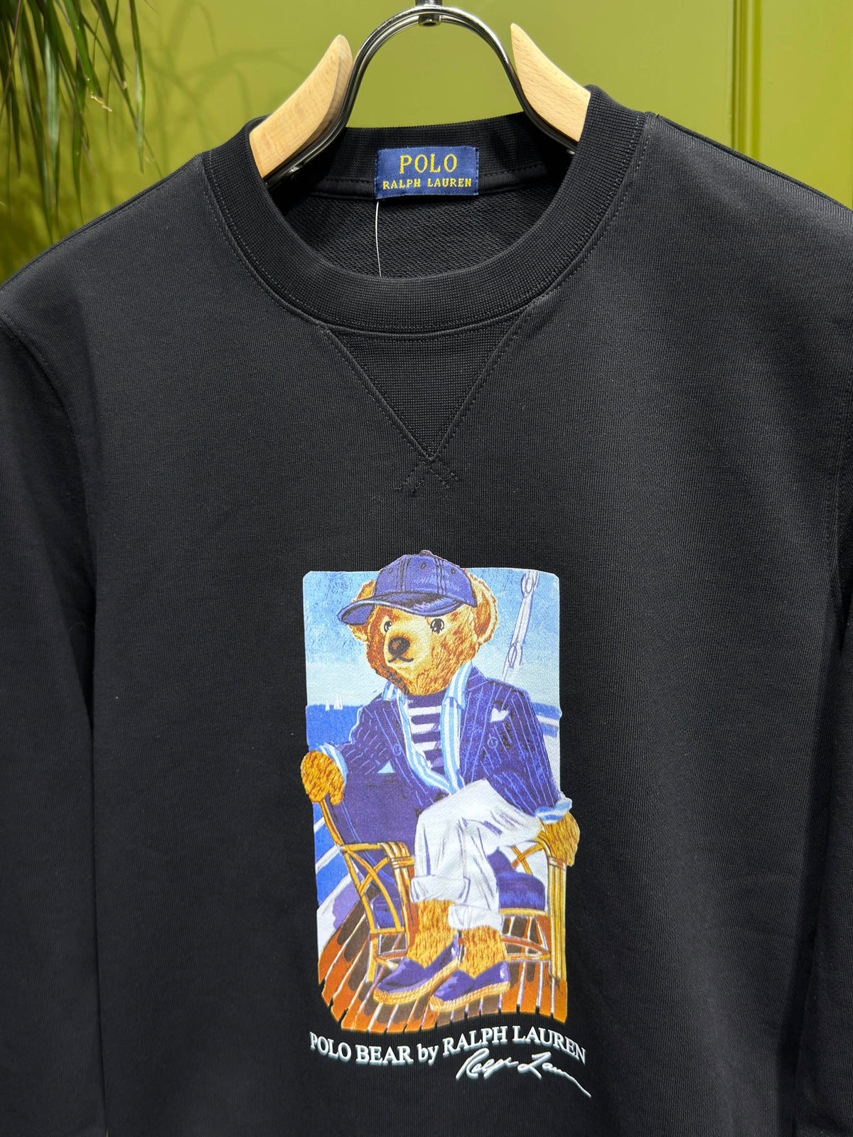Polo Bear Logo Printed Black Sweatshirt For Men