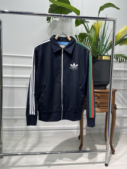 Gucci × Adidas Zip Jacket Navy Blue For Men