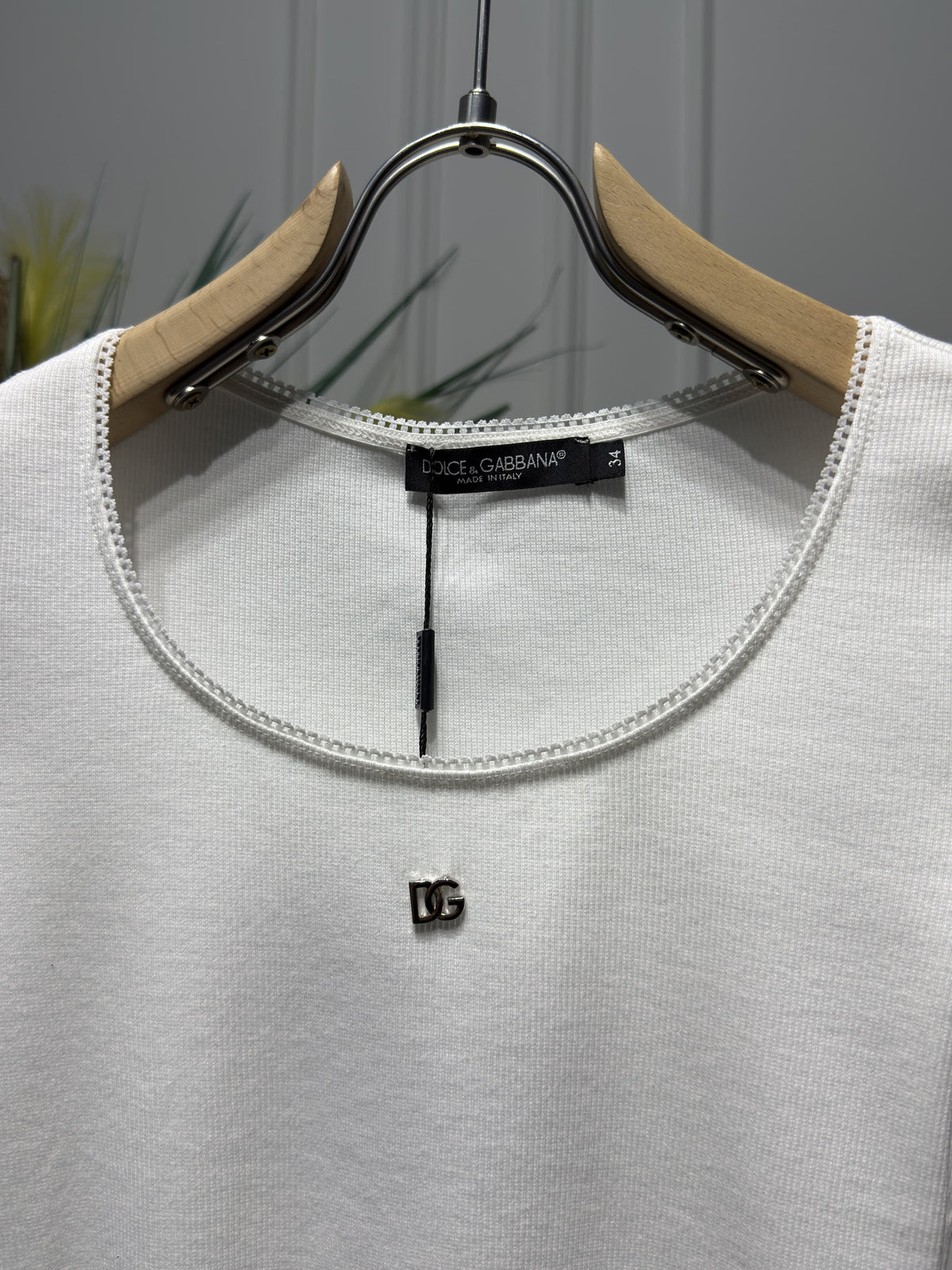 DG Metal Logo White Tshirt For Women