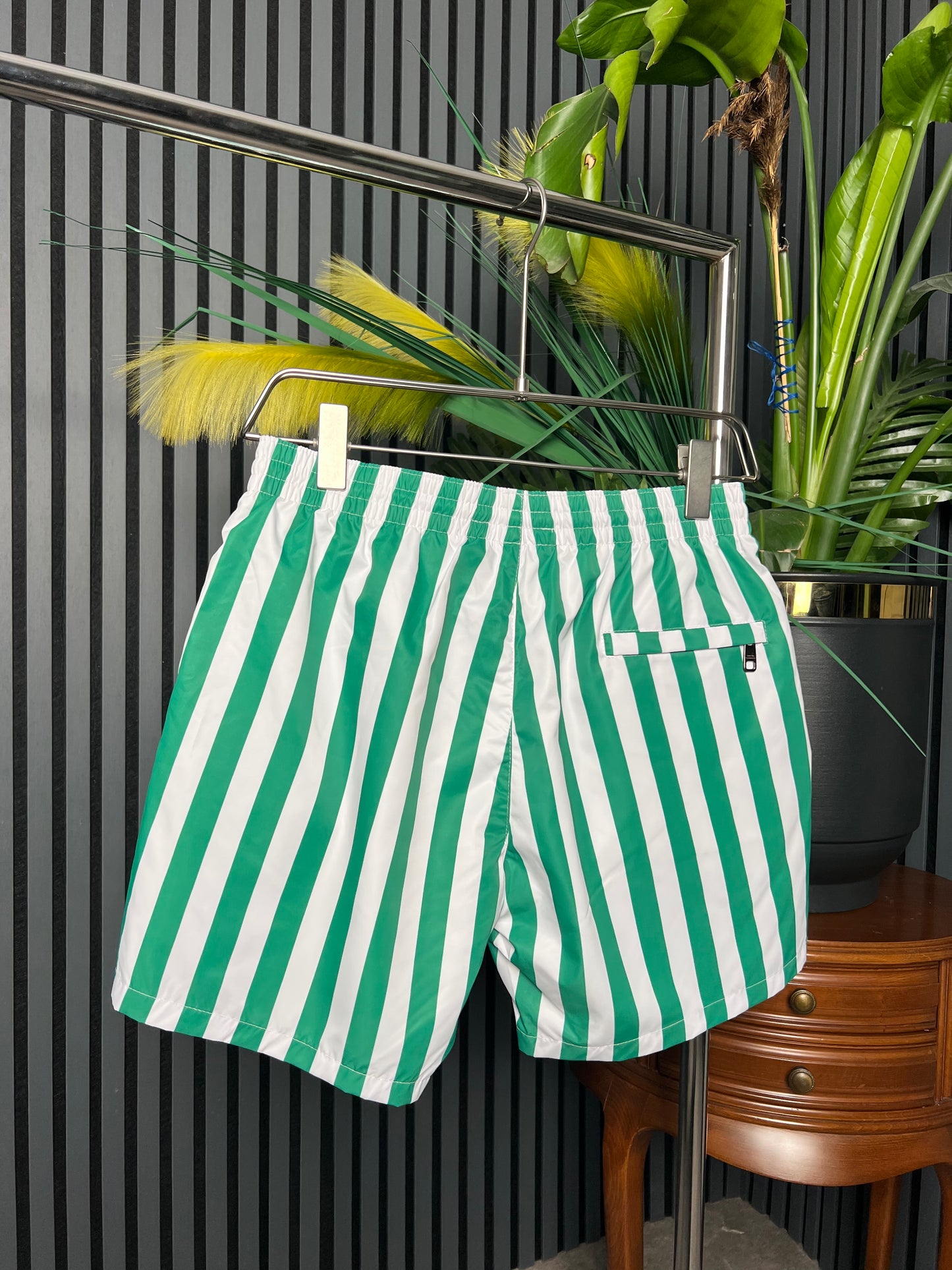 D&G Green Striped Swim Short For Men