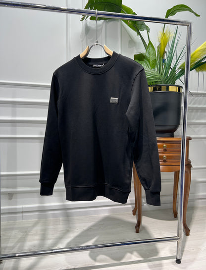 Dolce&gabbana Metal Logo Black Sweatshirt For Men