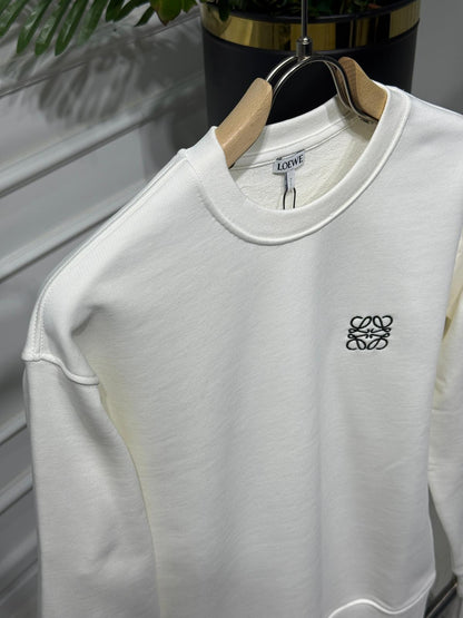 Embroidered logo white sweatshirt for men