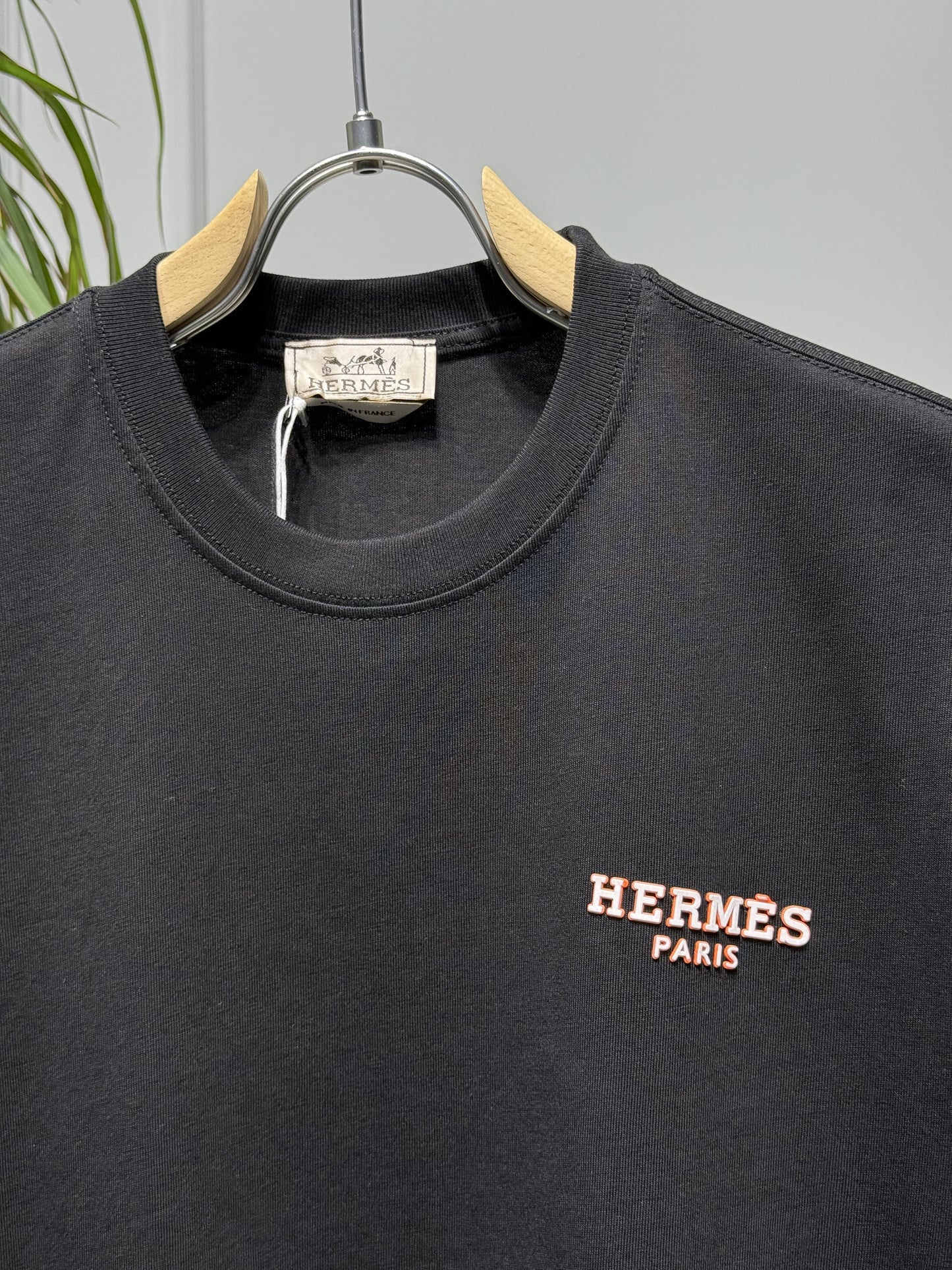 Hermes Rubber Logo Black Tshirt For Men