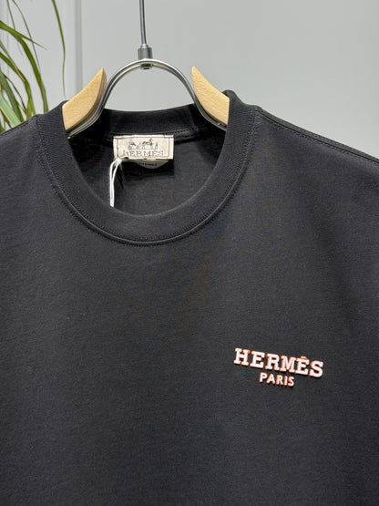 Hermes Rubber Logo Black Tshirt For Men