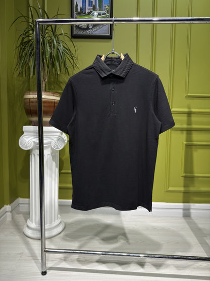 Allsaints Black Polo Tshirt For Men
