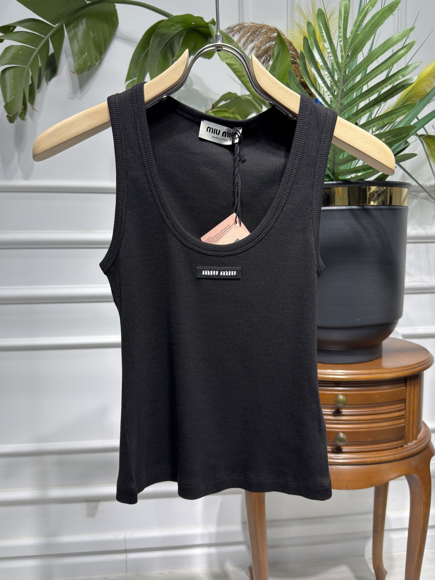 Logo-patch Black Tank Top For Women