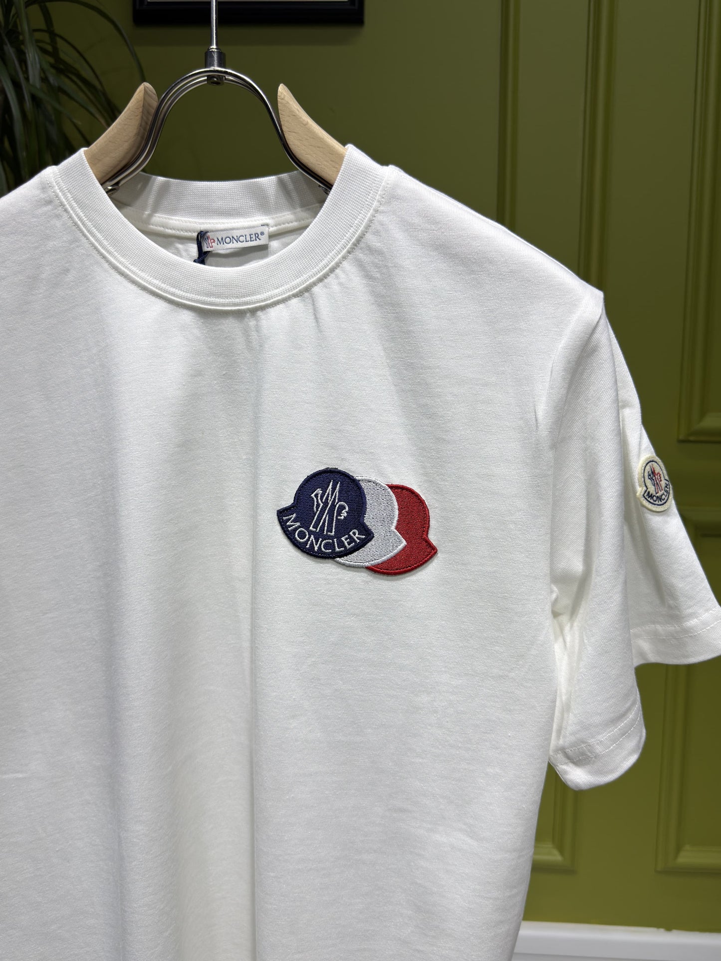 Embroidered Tricolor Logo White Tshirt For Men