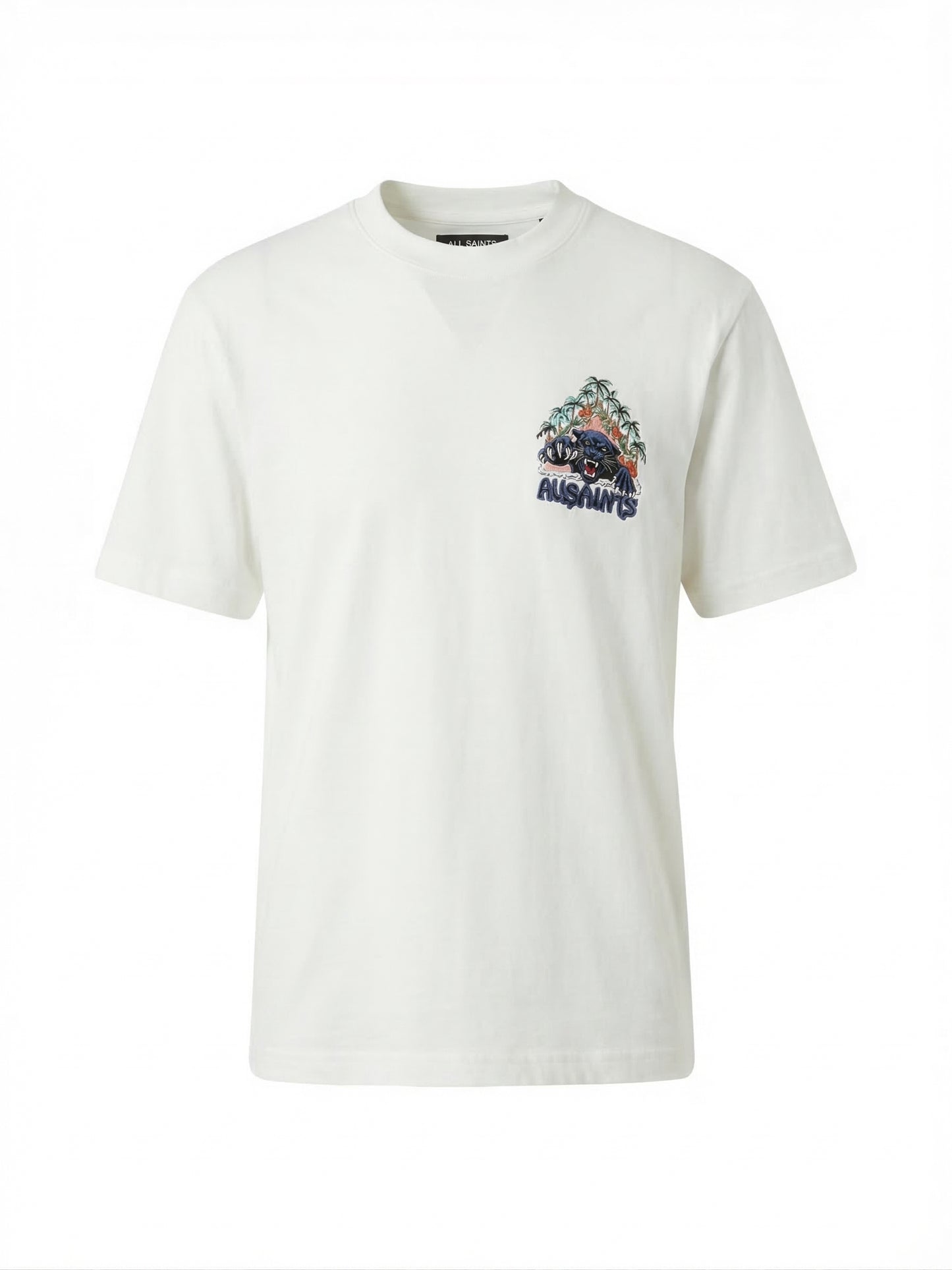 Allsaints Pounce Graphic White Relaxed-fit Tshirt For Men
