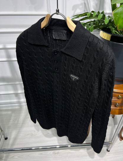 Prada Black Knitted Polo for Men