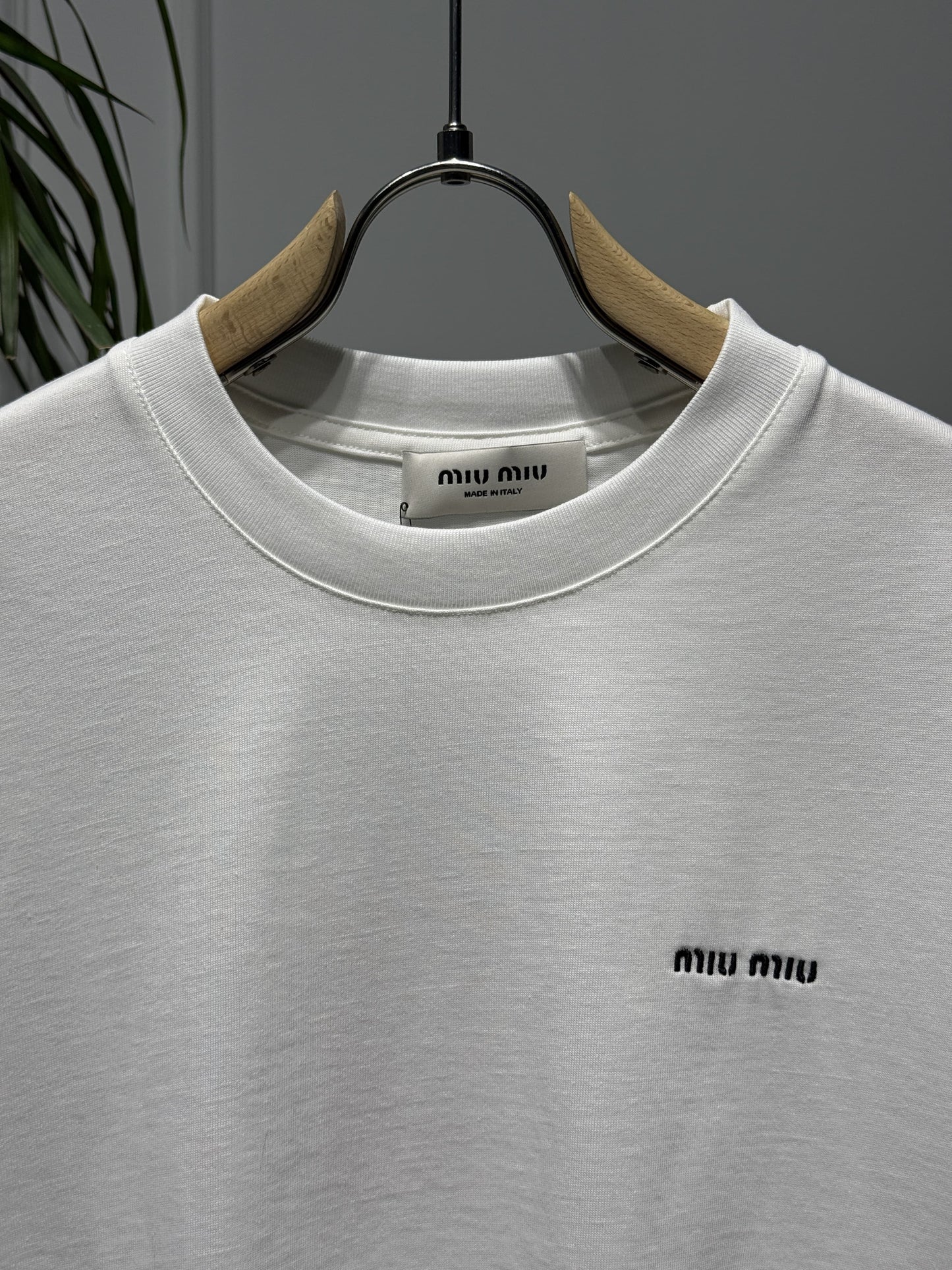 Miumiu Embroidered Logo White Tshirt For Men