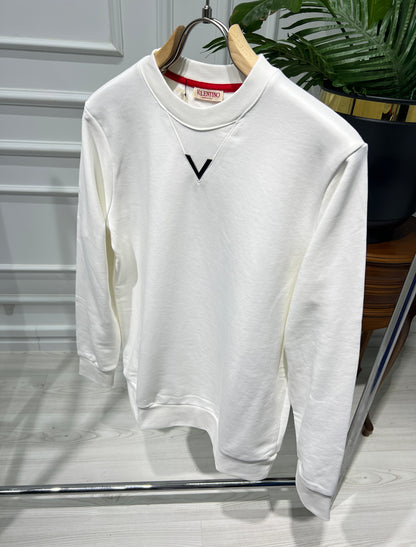 Valentino V metal Logo White Sweatshirt For Men