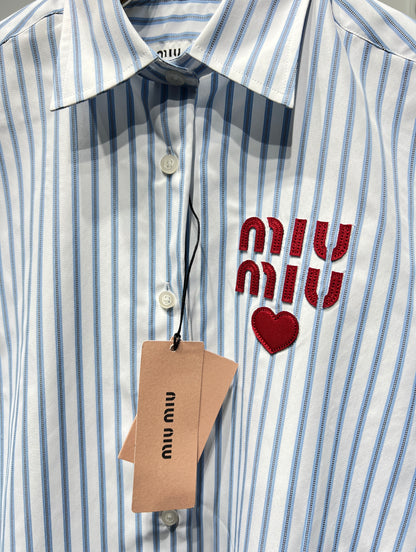 Miumiu white/blue striped shirt for women