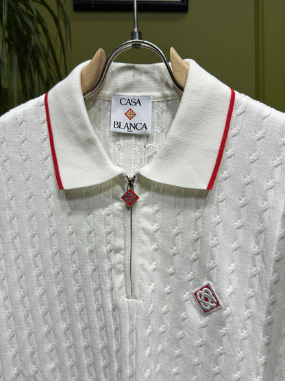 Casablanca White cable-knit polo for Men
