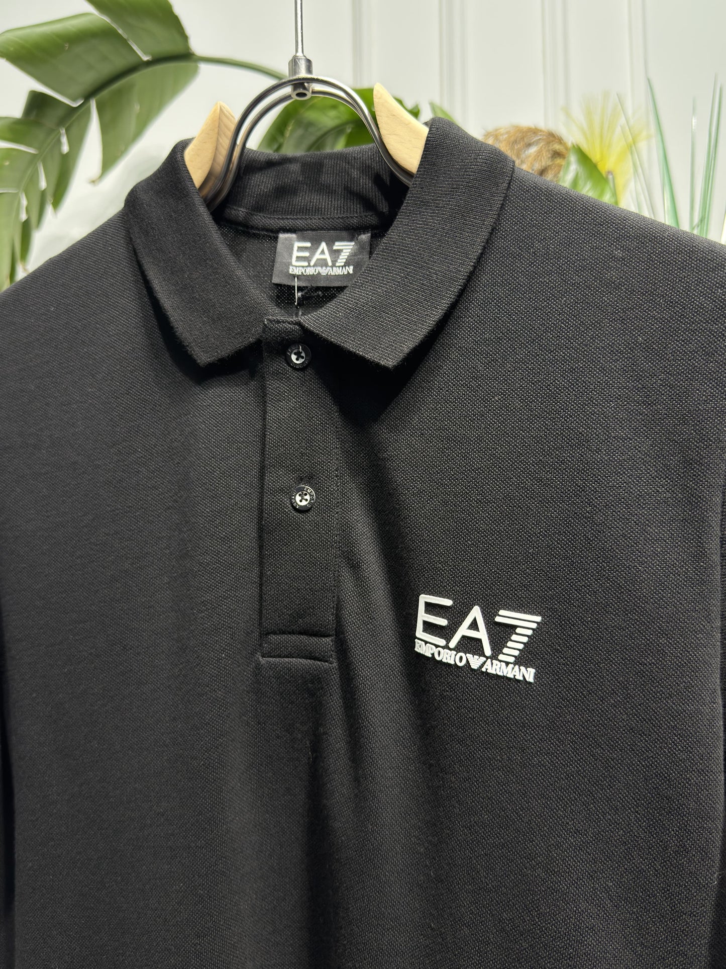 EA7 Rubber Logo Black Polo Tshirt For Men