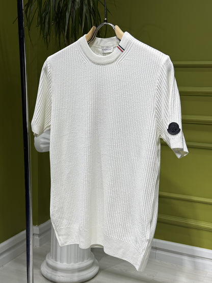 Moncler Offwhite Knitted Tshirt For Men