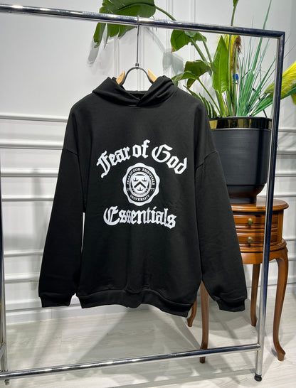 ' Fear Of God ' Black Oversized Hoodie For Men