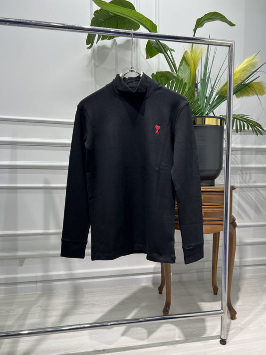Ami paris high-neck black sweater for men