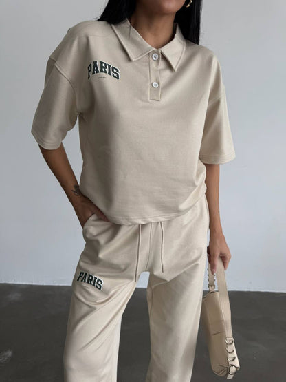 Paris Sporty Set Oversized Polo Tshirt