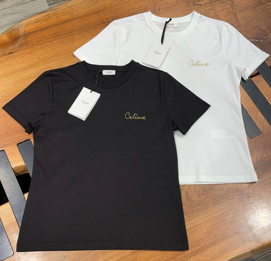 Embroidered Celine Logo Tshirt For Women