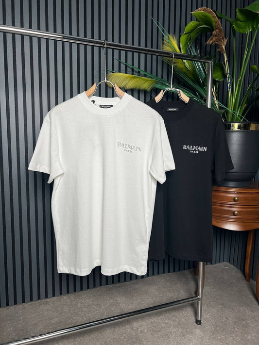 BALMAIN Tshirt Silver Logo For Men