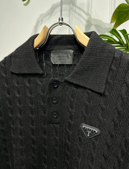 Prada Black Knitted Polo for Men