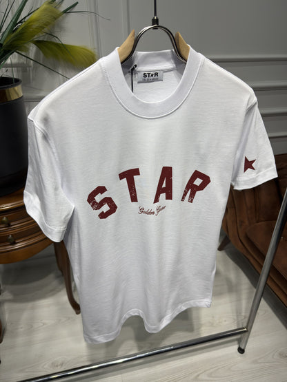 STAR Red Logo Printed White Tshirt For Men