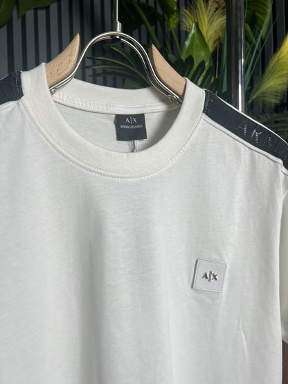 AX White Tshirt With Shoulder Logo For Men