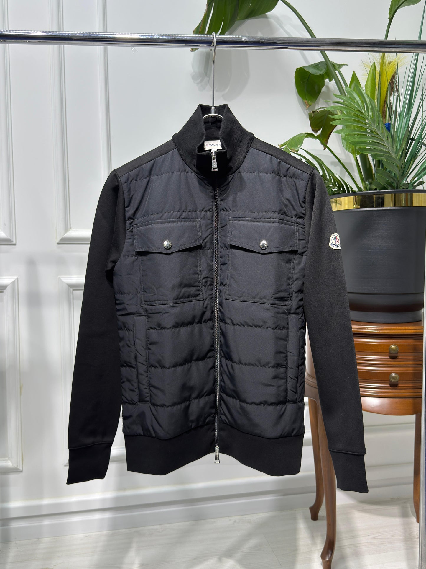 Moncler Panelled Black Jacket for Men