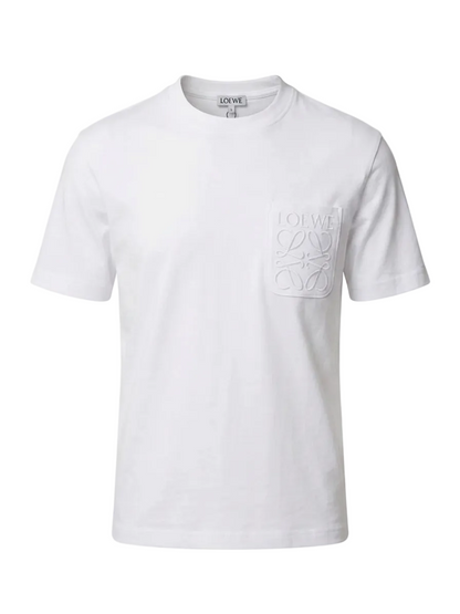Loewe Embroidered Logo Pocket White Tshirt For Men