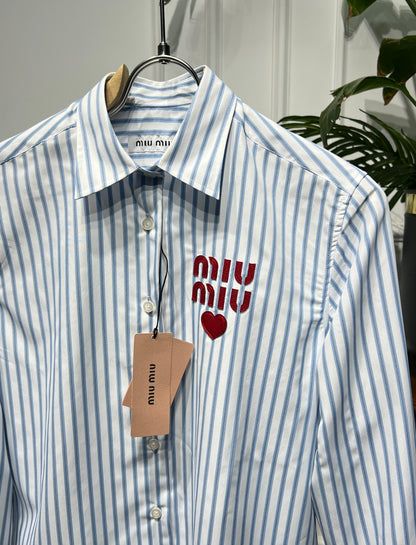 Miumiu white/blue striped shirt for women
