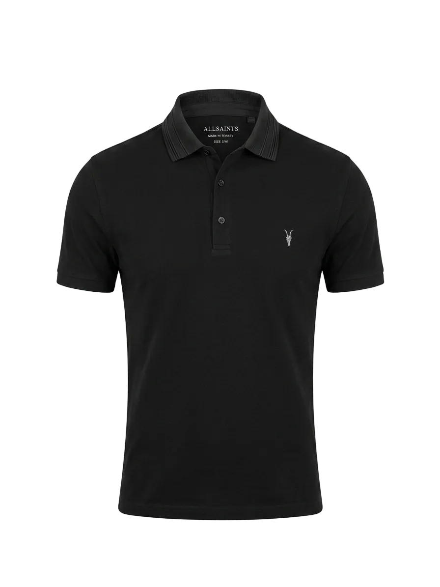 Allsaints Black Polo Tshirt For Men
