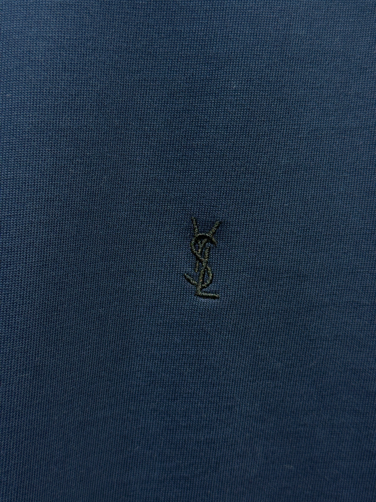 YSL Embroidered Logo Navy Blue Tshirt For Men