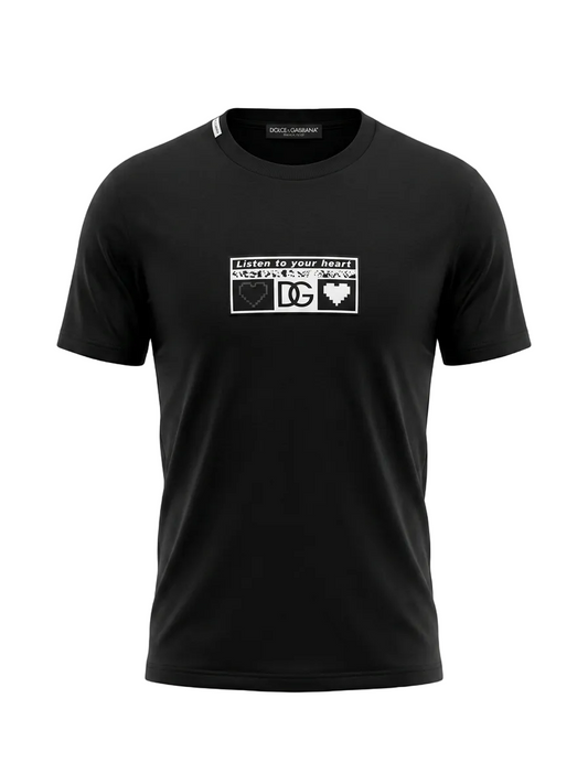 'Listen To Your Heart' Logo Printed T-shirt For Men