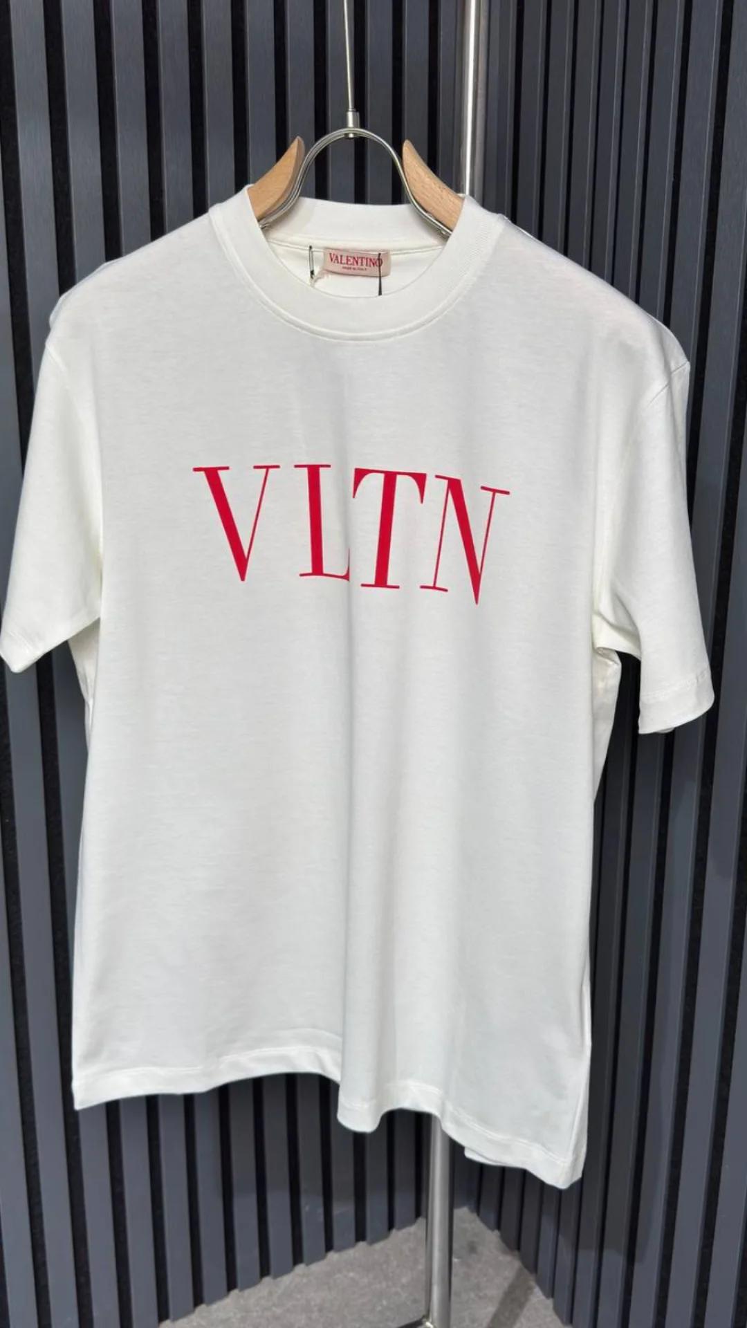 'VLTN' Printed Logo White Tshirt For Men