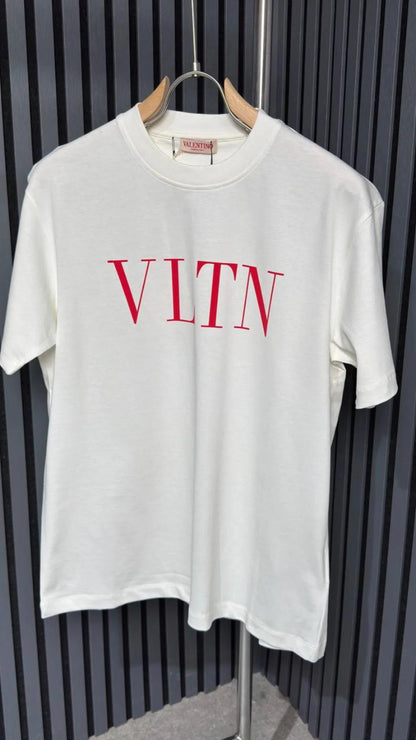 'VLTN' Printed Logo White Tshirt For Men