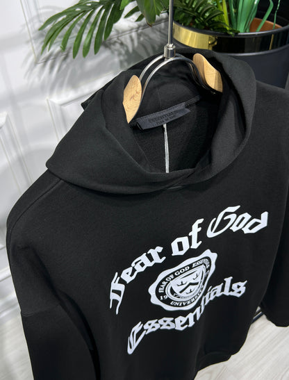 ' Fear Of God ' Black Oversized Hoodie For Men