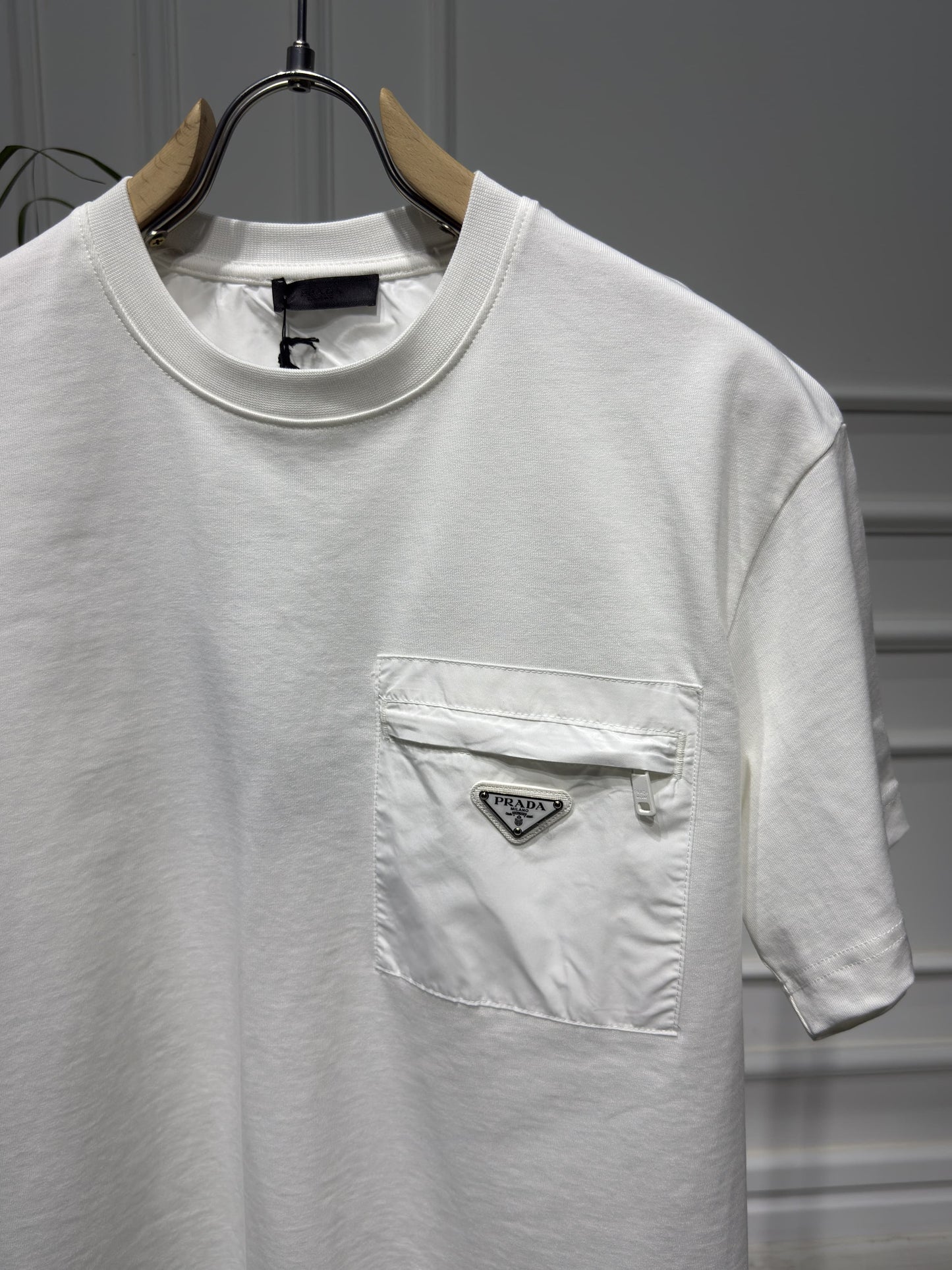 Nylon Pocket White Tshirt For Men