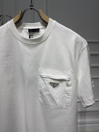 Nylon Pocket White Tshirt For Men