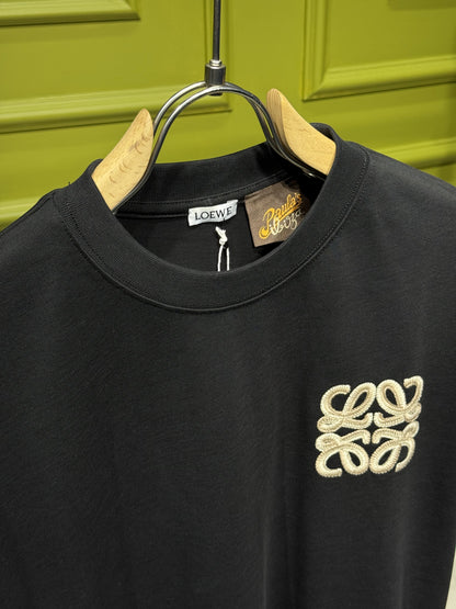 LOEWE x Paula's Ibiza Anagram Embroidered Black T-Shirt For Men