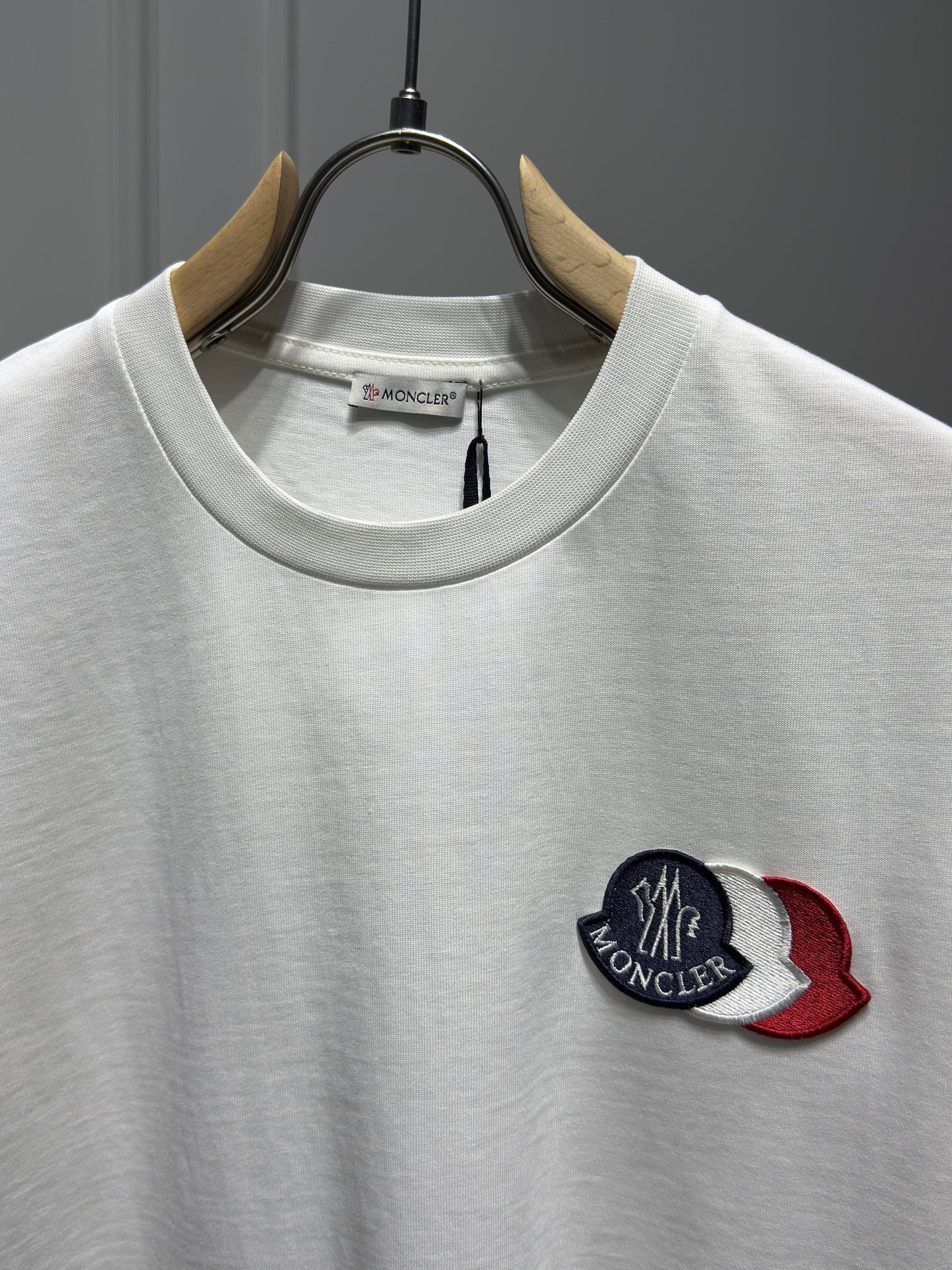 Embroidered Tricolor Logo White Tshirt For Men