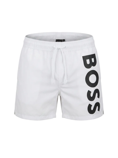 BOSS Black Logo White Swim Short For Men
