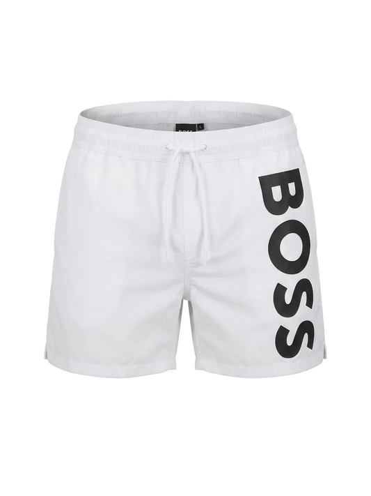 BOSS Black Logo White Swim Short For Men