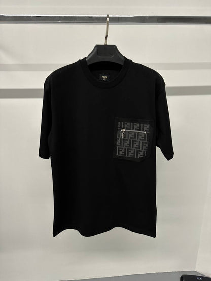 FF Logo With Pocket Black Tshirt For Men