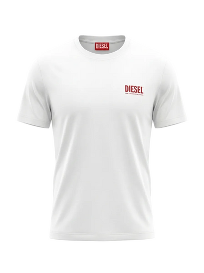Diesel Logo Printed White Tshirt For Men