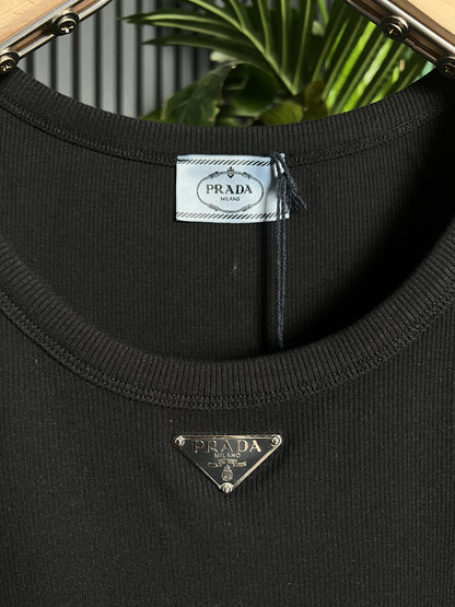 Black Ribbed Tank Top for Women