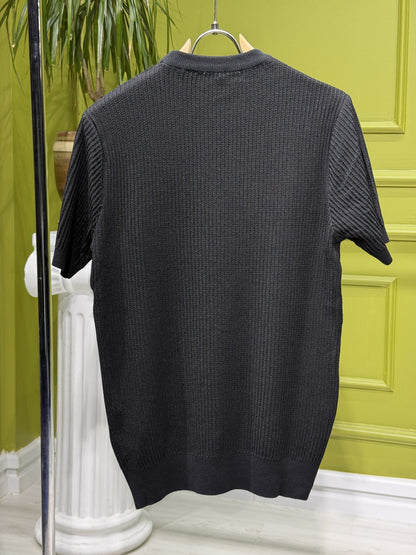 Moncler Black Knitted Tshirt For Men
