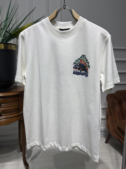 Allsaints Pounce Graphic White Relaxed-fit Tshirt For Men