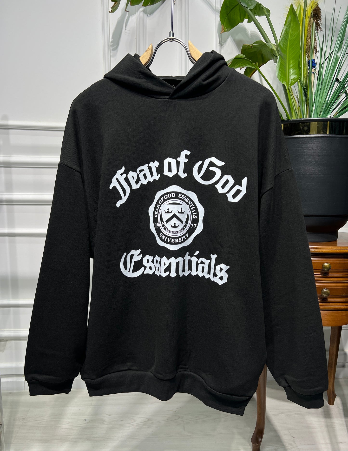 ' Fear Of God ' Black Oversized Hoodie For Men